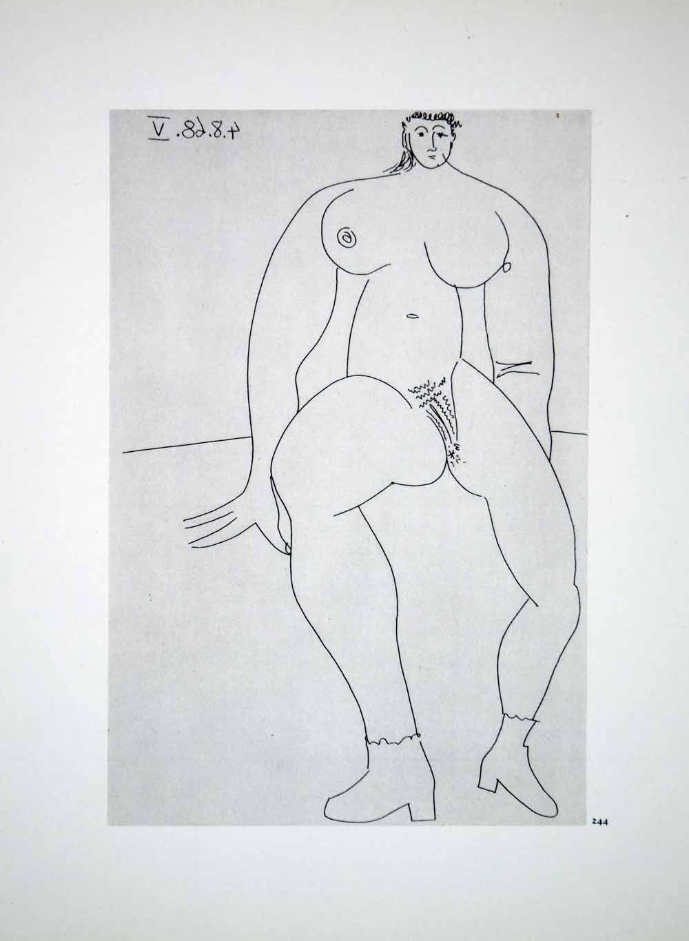 1970 Heliogravure Pablo Picasso Nude Female Figure Portrait Abstract Art P347B