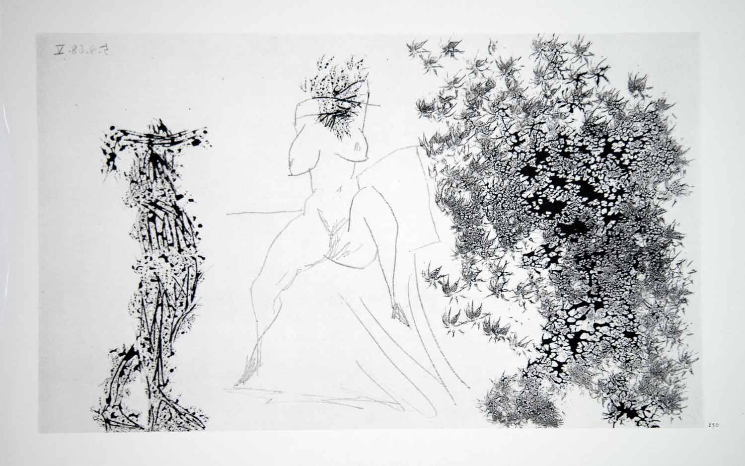 1970 Heliogravure Pablo Picasso Nude Female Figure Aquatint Abstract Art P347B