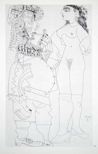 1970 Heliogravure Pablo Picasso Musketeer Smoking Pipe Nude Female Figure P347B
