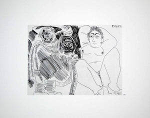 1970 Heliogravure Pablo Picasso Erotic Art Female Nude Abstract Etching P347B