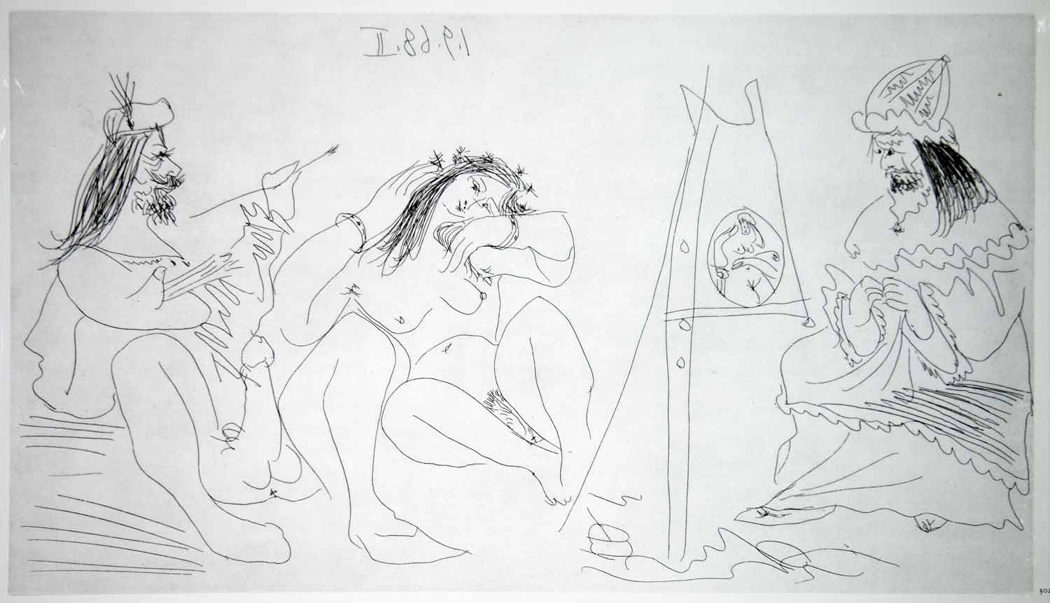 1970 Heliogravure Picasso Erotic Art Artist Nude Female Model Portrait P347B