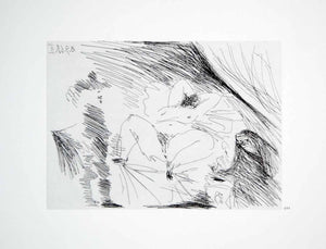 1970 Heliogravure Pablo Picasso Reclining Nude Female Erotic Art Abstract P347B
