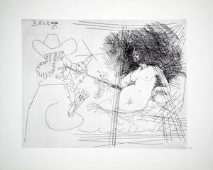 1970 Heliogravure Picasso Nude Artist Model Painter Painting Easel Etching P347B