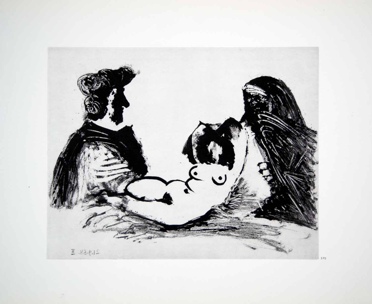 1970 Heliogravure Pablo Picasso Reclining Nude Female Figure Abstract Art P347B