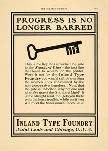 1901 Ad Inland Type Foundry Key Standard Line Printing - ORIGINAL PA1