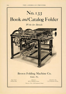 1913 Ad Brown Folding Machine No. 133 Antique Erie PA - ORIGINAL ADVERTISING PA1