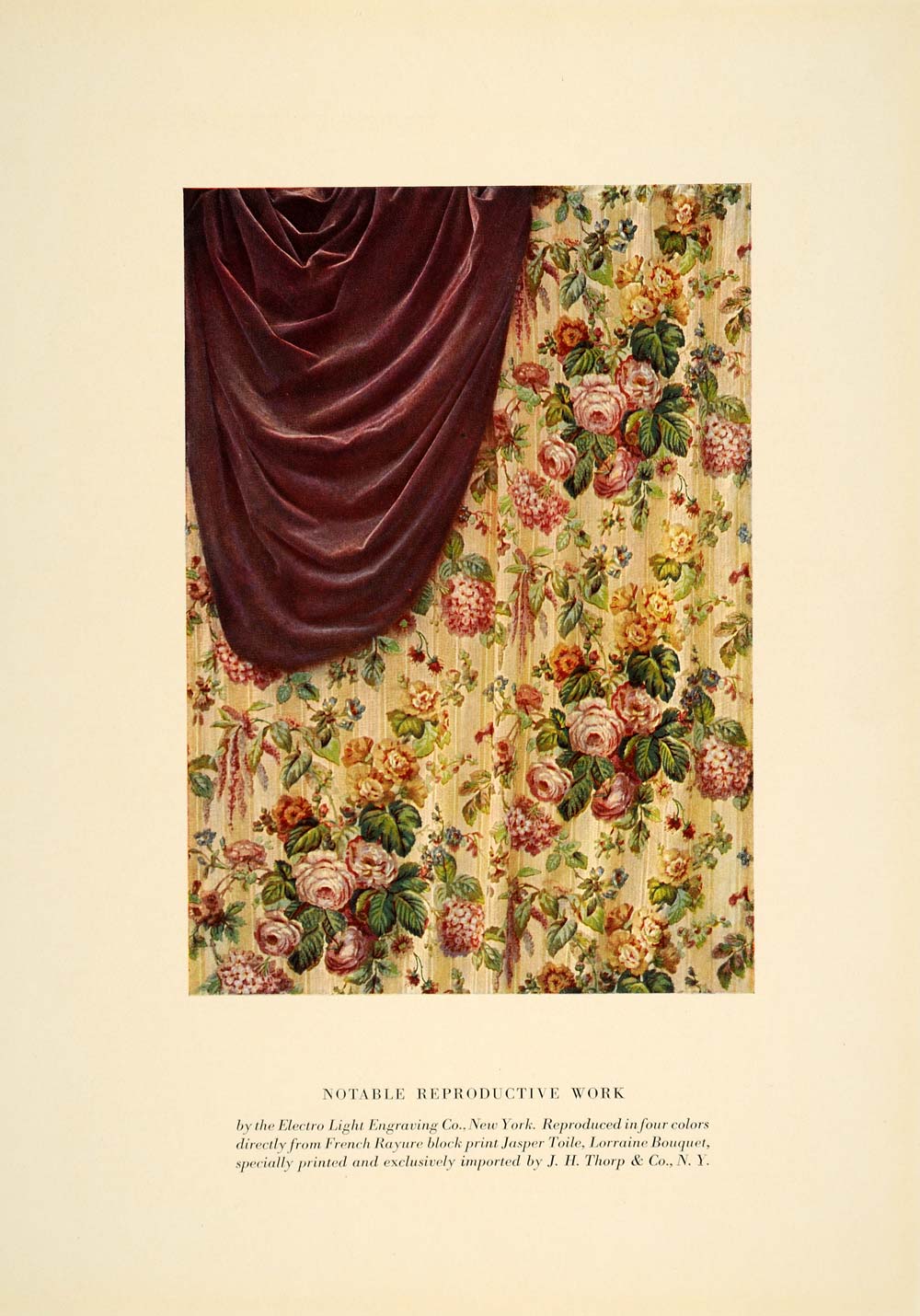 1913 French Rayure Block Print Jasper Toile Fabric - ORIGINAL PA1