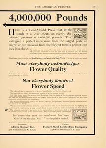 1913 Ad Edwin Flower Lead Mould Press Antique Printing - ORIGINAL PA1