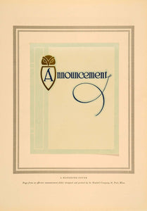 1913 Announcement Cover Lithograph Design Sample NICE - ORIGINAL PA1