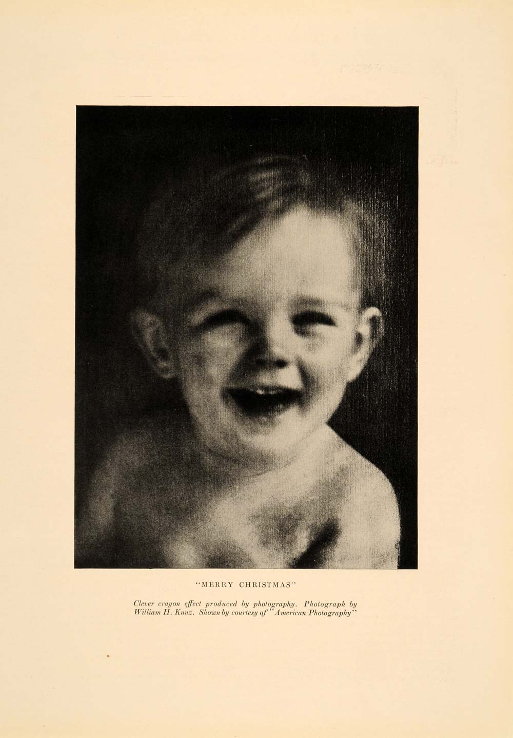 1913 Child Laughing William H. Kunz Portrait Print NICE ORIGINAL HISTORIC PA1