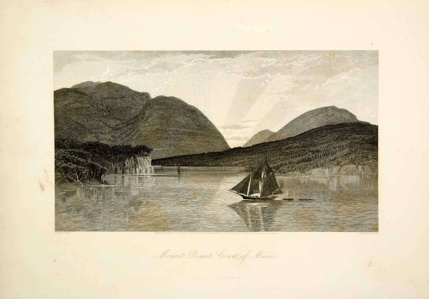 1872 Steel Engraving Mount Desert Island Maine Harry Fenn Robert Hinshelwood PA2
