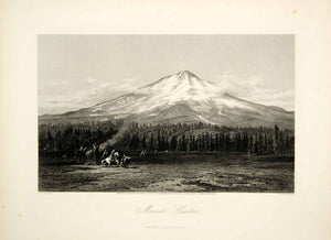 1872 Steel Engraving Mount Shasta California Mountain Peak James David PA2