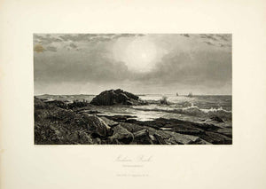 1872 Steel Engraving Indian Rock Narragansett Rhode Island Samuel Valentine PA2