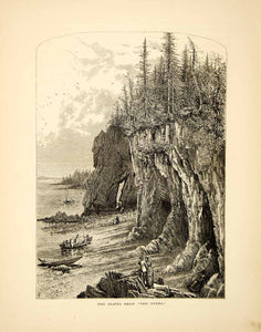 1872 Wood EngravingThe Ovens Mount Desert Island Maine Cliffs Coast Harry PA2