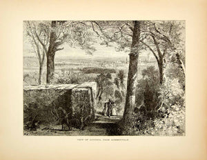 1872 Wood Engraving Augusta Georgia City Summerville Hill Landscape Harry PA2