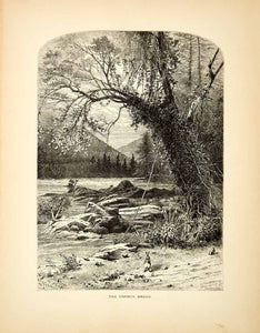 1872 Wood Engraving French Broad River North Carolina Appalachian Mountains PA2