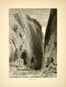 1872 Wood Engraving Umpqua Canyon Canon Mountain Landscape Robert Swain PA2