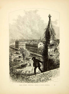 1872 Wood Engraving Main Street Buffalo Cityscape New York John Douglas PA2