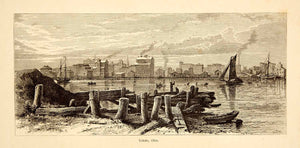 1872 Wood Engraving Toledo OH Lake Erie City Architecture John Douglas PA2