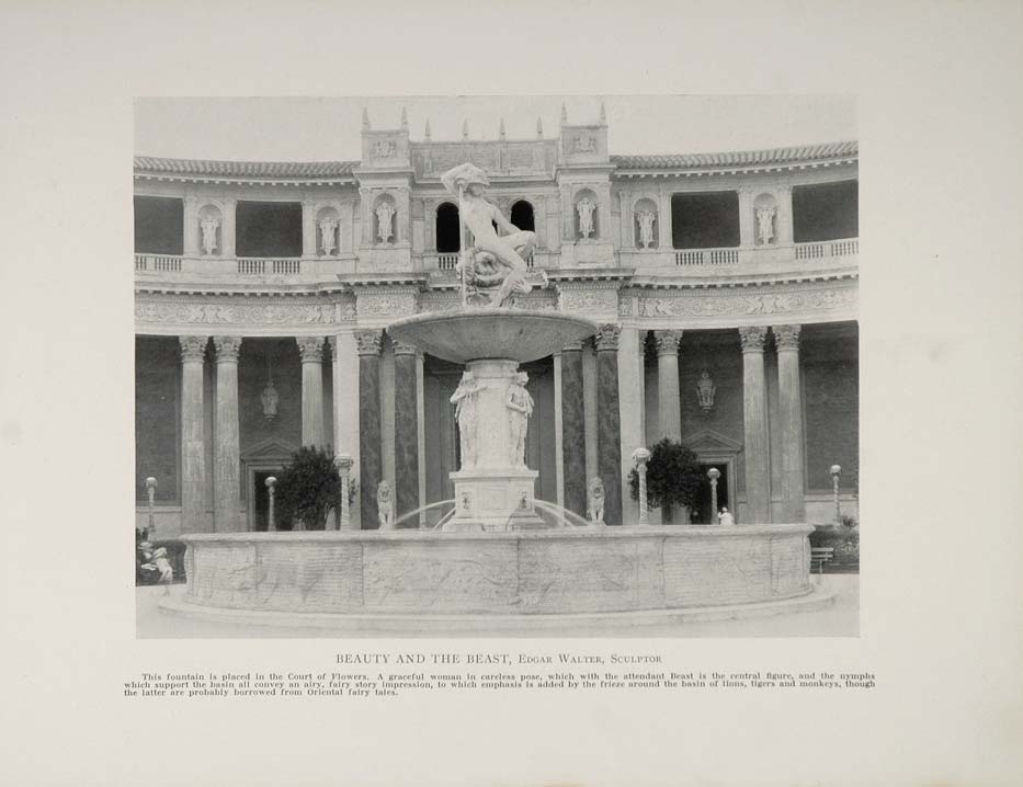 1915 Panama Pacific Exposition Beauty Beast Fountain - ORIGINAL HISTORIC IMAGE