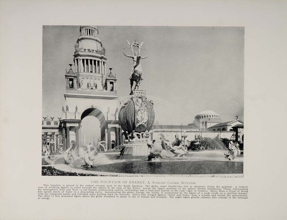 1915 Panama Pacific Exposition Sculpture Fountain Energy Calder Stirling Calder