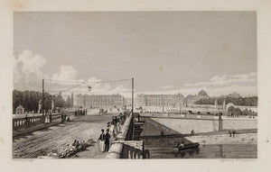 1831 Place de Louis XV Concorde Bridge Paris Engraving - ORIGINAL PARIS2