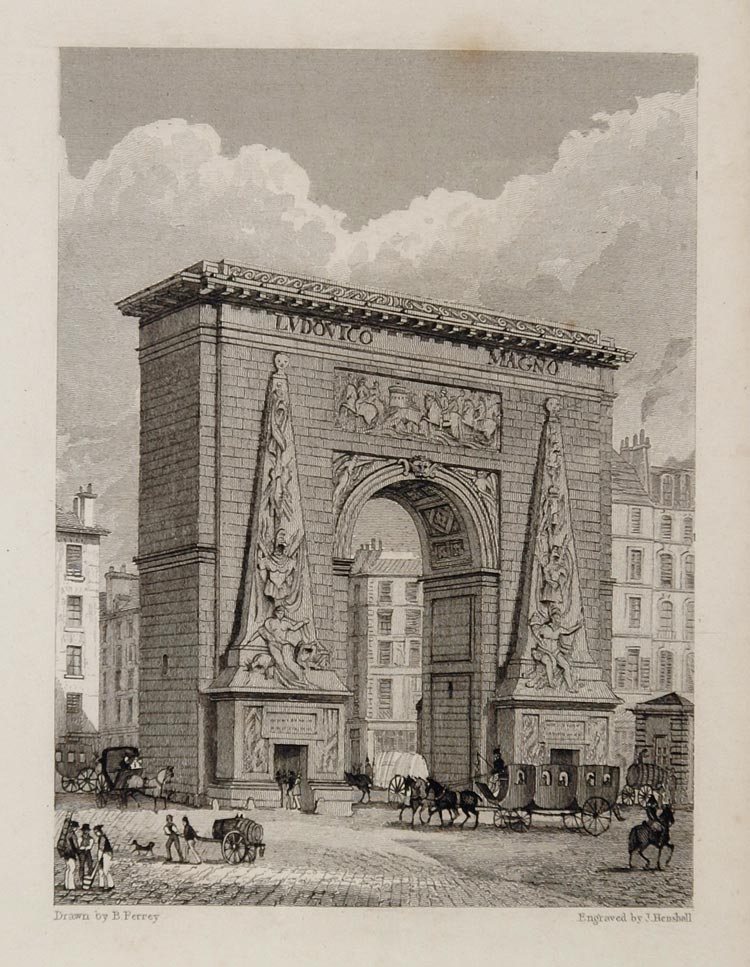 1831 Porte Saint-Denis Triumphal Arch Paris Engraving - ORIGINAL PARIS2