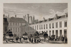 1831 Messagerie Royale Carriages Horses Paris Engraving - ORIGINAL PARIS2