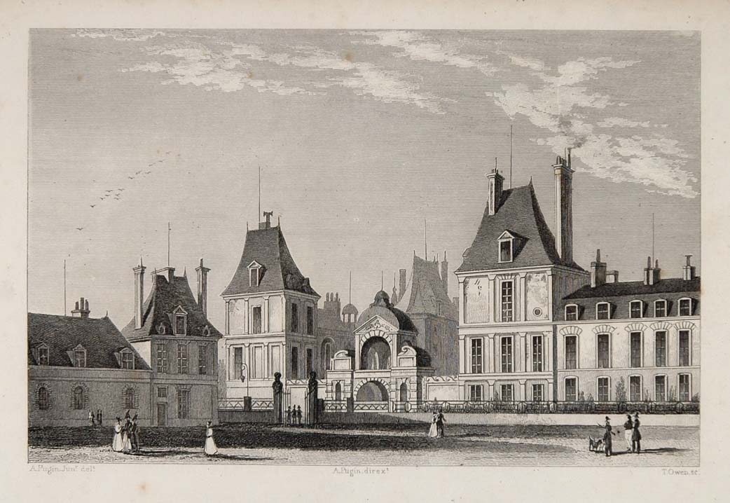1831 Cour des Cuisines Fontainebleau Court Engraving - ORIGINAL PARIS2