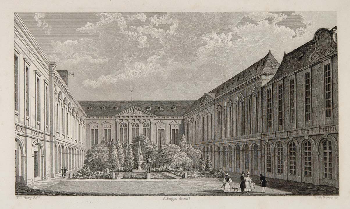 1831 Bibliotheque Royal Library Paris Engraving NICE - ORIGINAL PARIS2