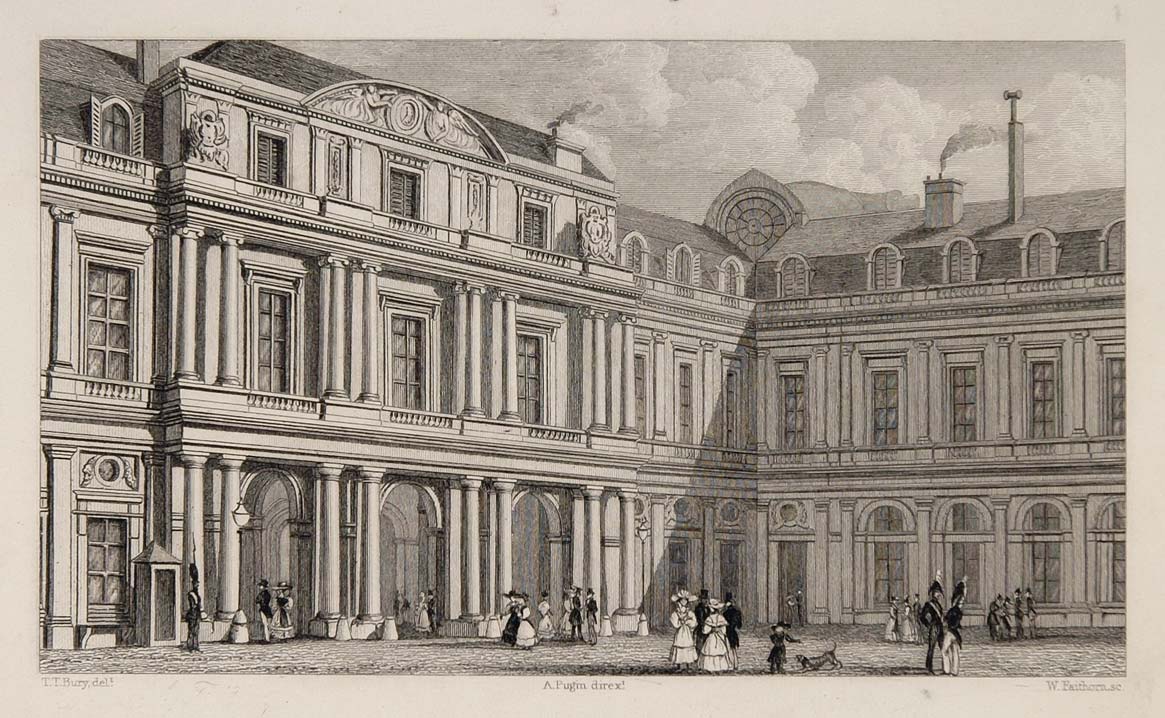 1831 Palace Palais Duc D'Orleans Cour Paris Engraving - ORIGINAL PARIS2