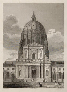 1831 Church Val de Grace Exterior Paris Engraving - ORIGINAL PARIS2