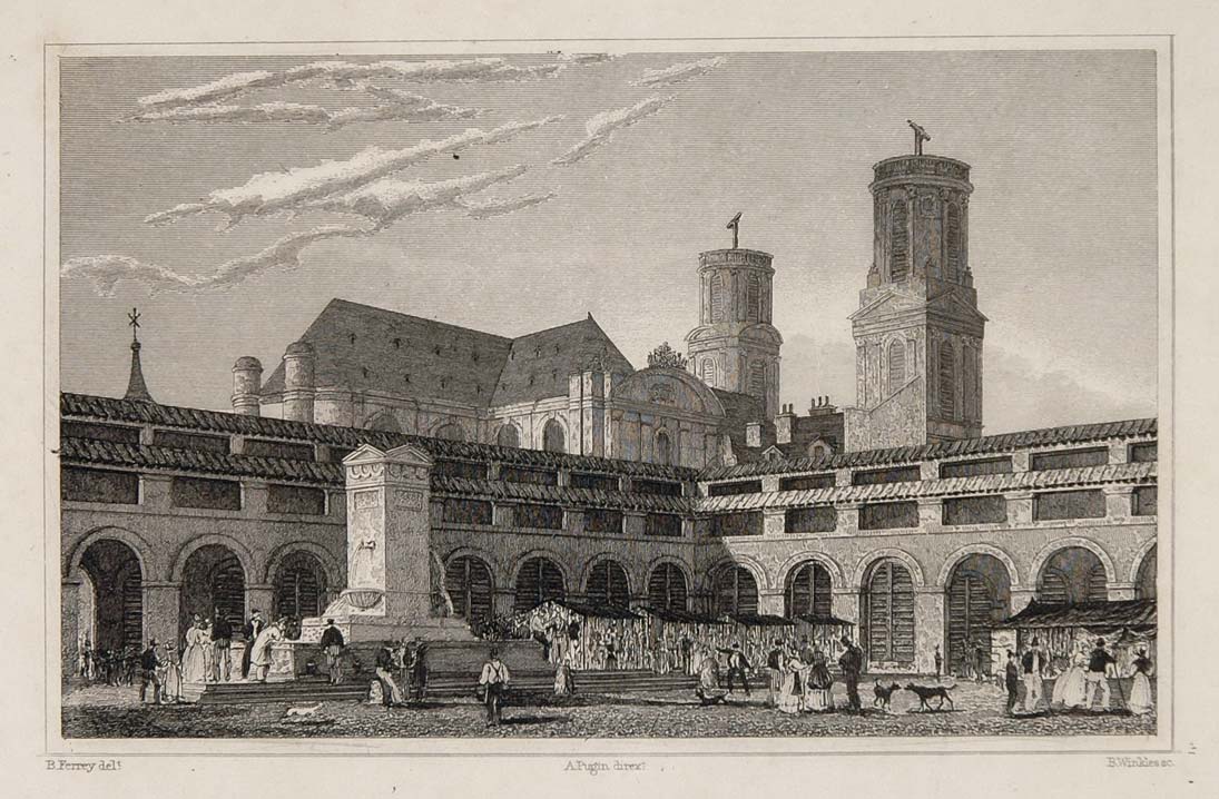 1831 Marche St. Germain Market Paris France Engraving - ORIGINAL PARIS2