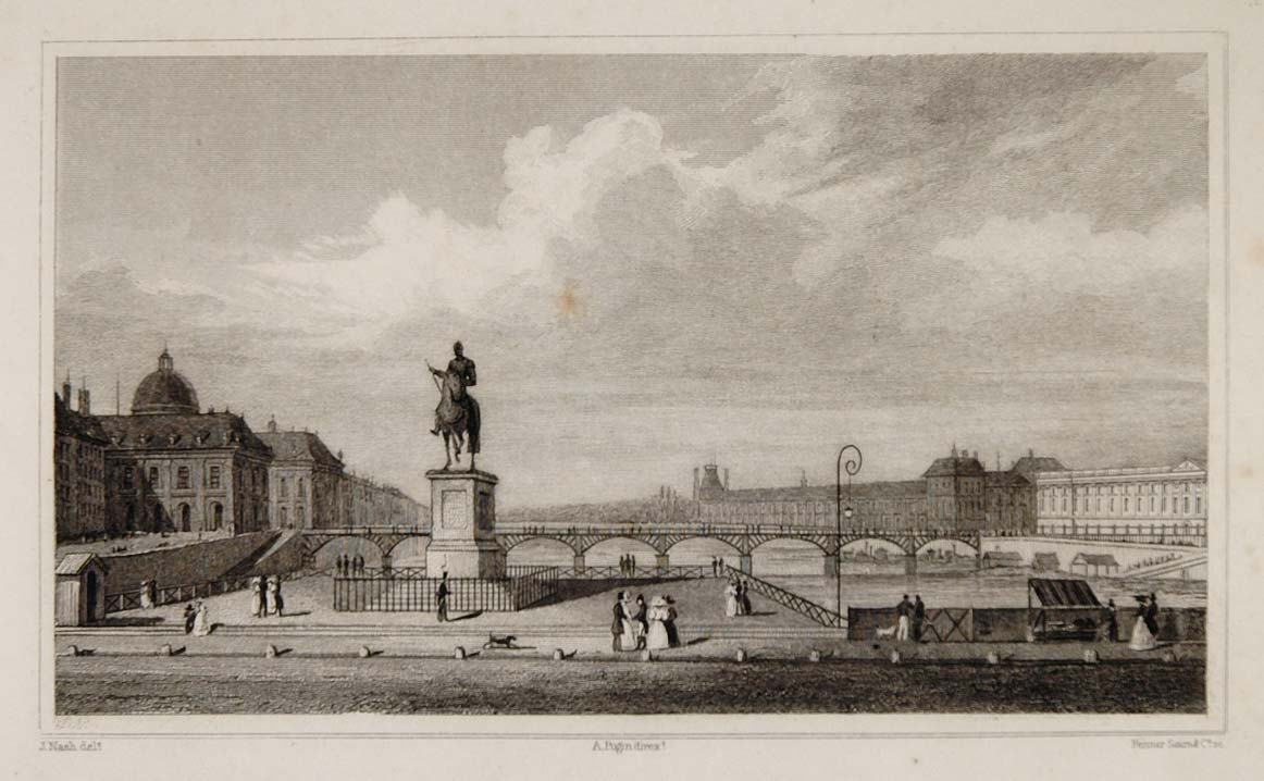 1831 Pont des Arts River Seine Paris Steel Engraving - ORIGINAL PARIS2