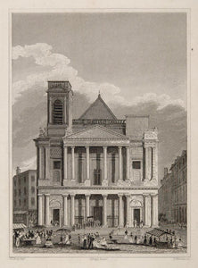 1831 St. Eustache Church Paris West Front Engraving - ORIGINAL PARIS2