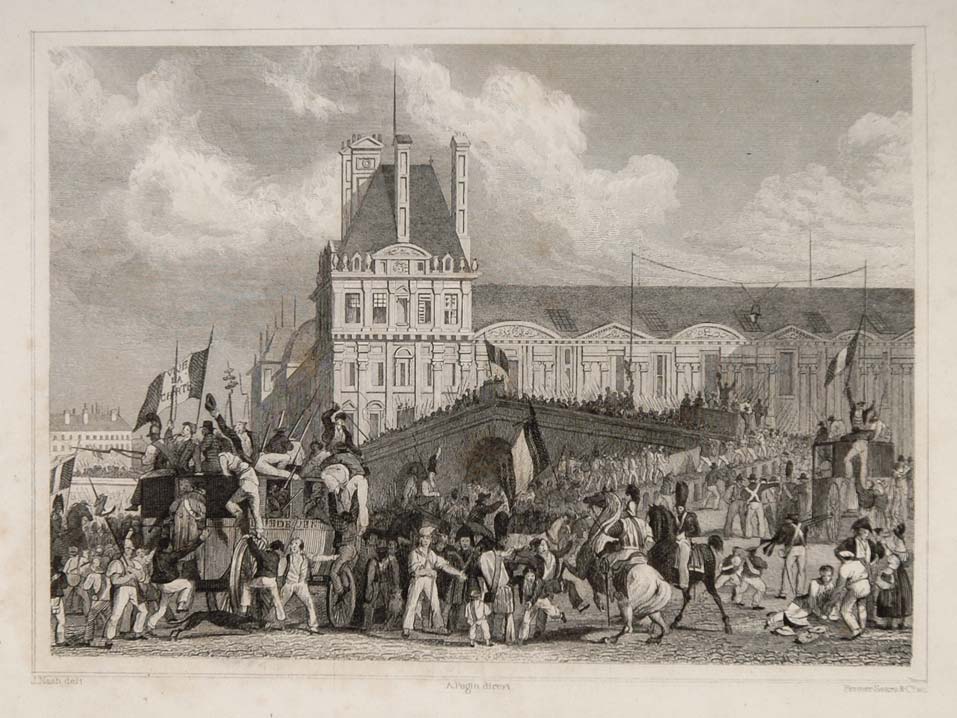 1831 March on Rambouillet Pont Royal Paris Engraving - ORIGINAL PARIS2