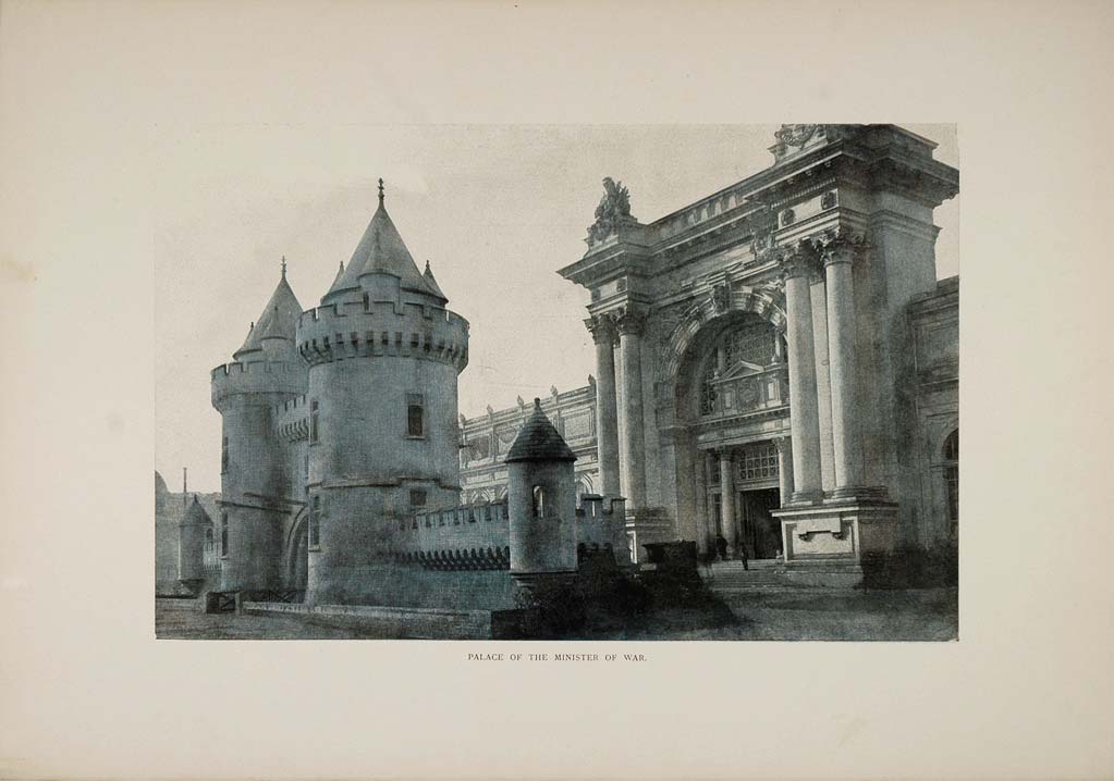 1889 Paris Exposition Palace Of The Minister of War Print Mansion Castle PARIS