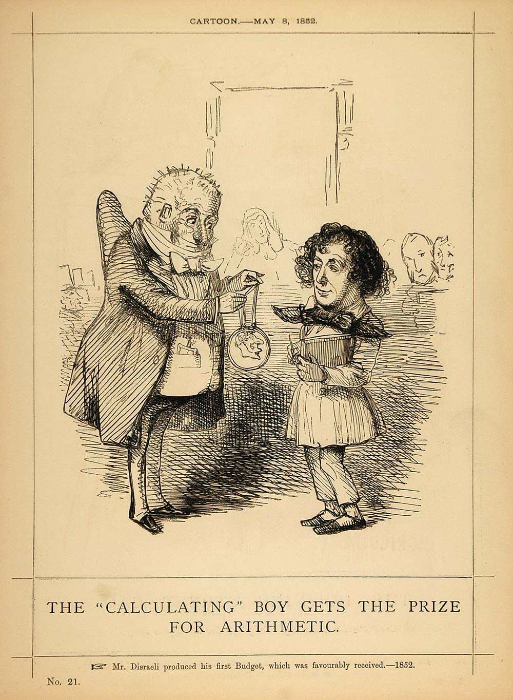 1878 Print Punch Cartoon Benjamin Disraeli Budget 1852 ORIGINAL HISTORIC PCH1