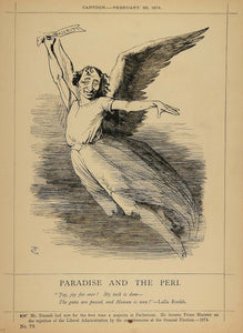 1878 Print Punch Cartoon Prime Minister Disraeli Angel ORIGINAL HISTORIC PCH1
