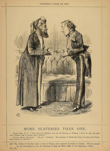 1878 Print Punch Cartoon Disraeli Sultan Zanzibar Slave ORIGINAL HISTORIC PCH1