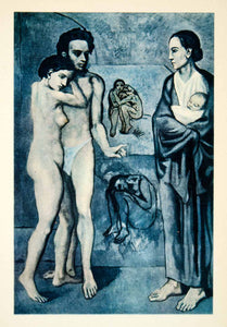1949 Color Print La Vie Blue Period Nude Model Figure Pablo Picasso Child PCZ1