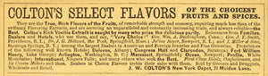 1871 Ad J W Coltons Select Flavors Fruit Spice Vanilla Extract Ingredients PEM1