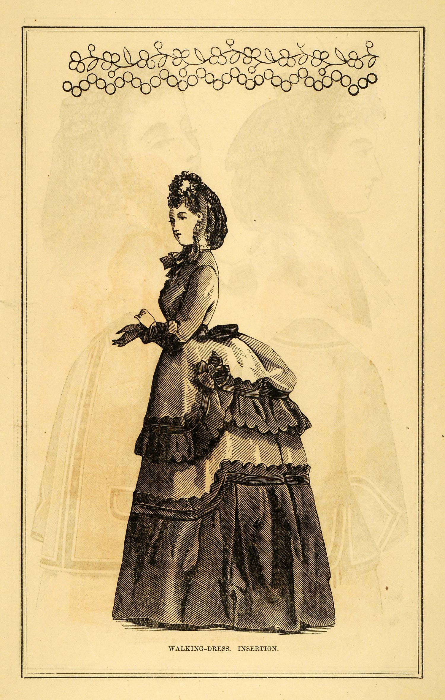 1871 Walking Dress Victorian Fashion Clothing Bustle Frame 19th Centur –  Period Paper Historic Art LLC
