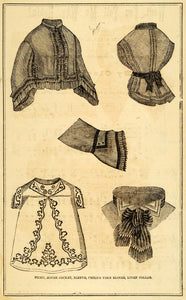 1871 Print Fichu House Jacket Yoke Blouse Victorian Fashion Sleeve Linen PEM1