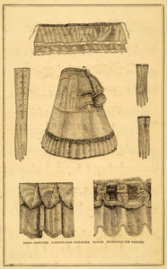 1871 Victorian Fashion Dress Improver Crinoline Gloves Trimming Bustle PEM1
