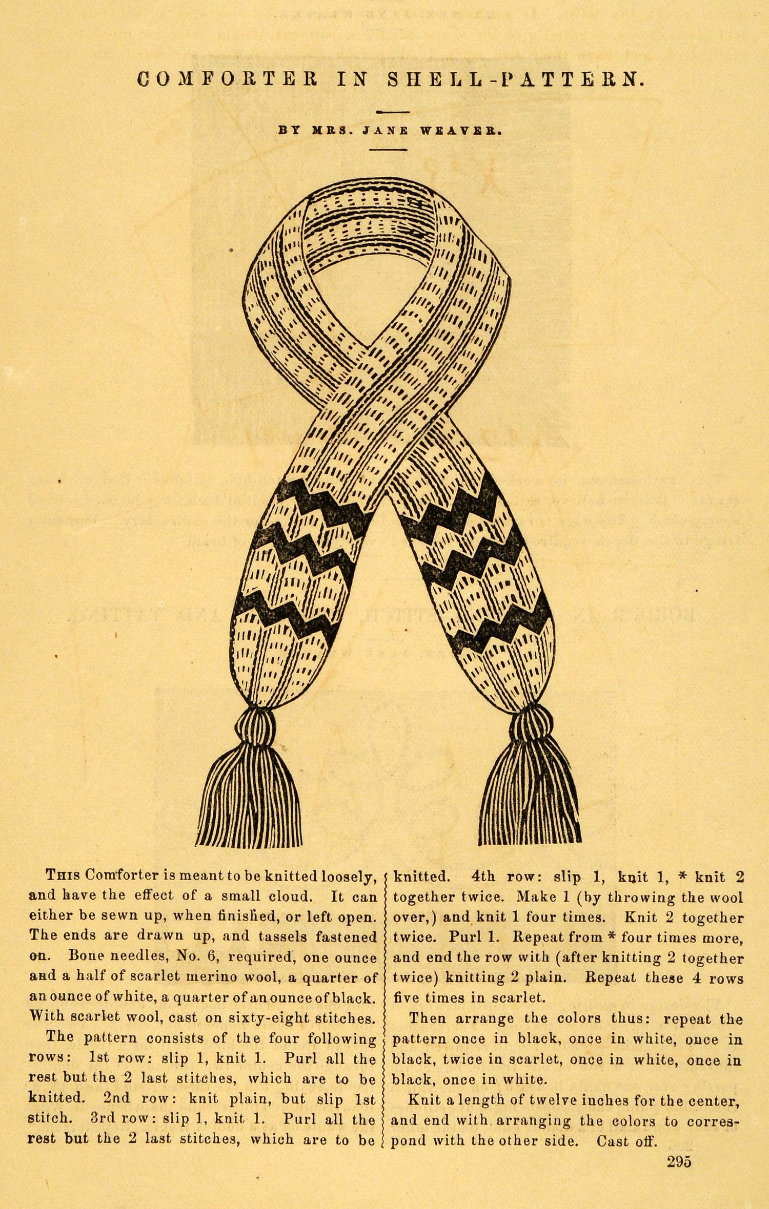 1871 Article Shell Pattern Jane Weaver Scarf Knitted Victorian Fashion PEM1