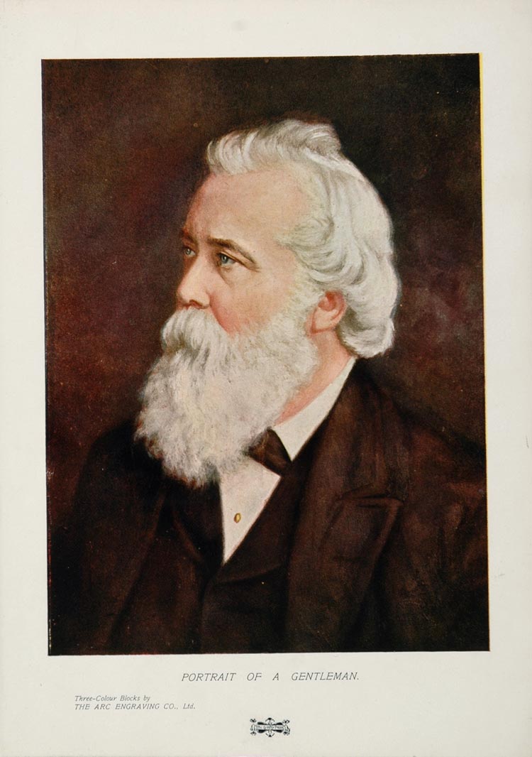 1904 Color Print Portrait Gentleman Old Man White Beard - ORIGINAL