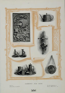 1904 Print Hammered Ironwork Candlestick Art Nouveau - ORIGINAL