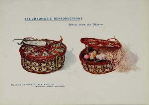 1904 Original Color Print Woven Straw Baskets Two - ORIGINAL