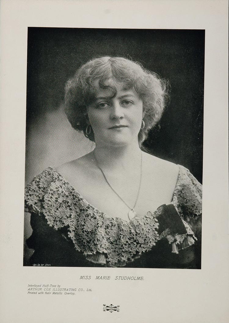 1904 Marie Studholme Victorian Actress Print Portrait ORIGINAL HISTORIC IMAGE